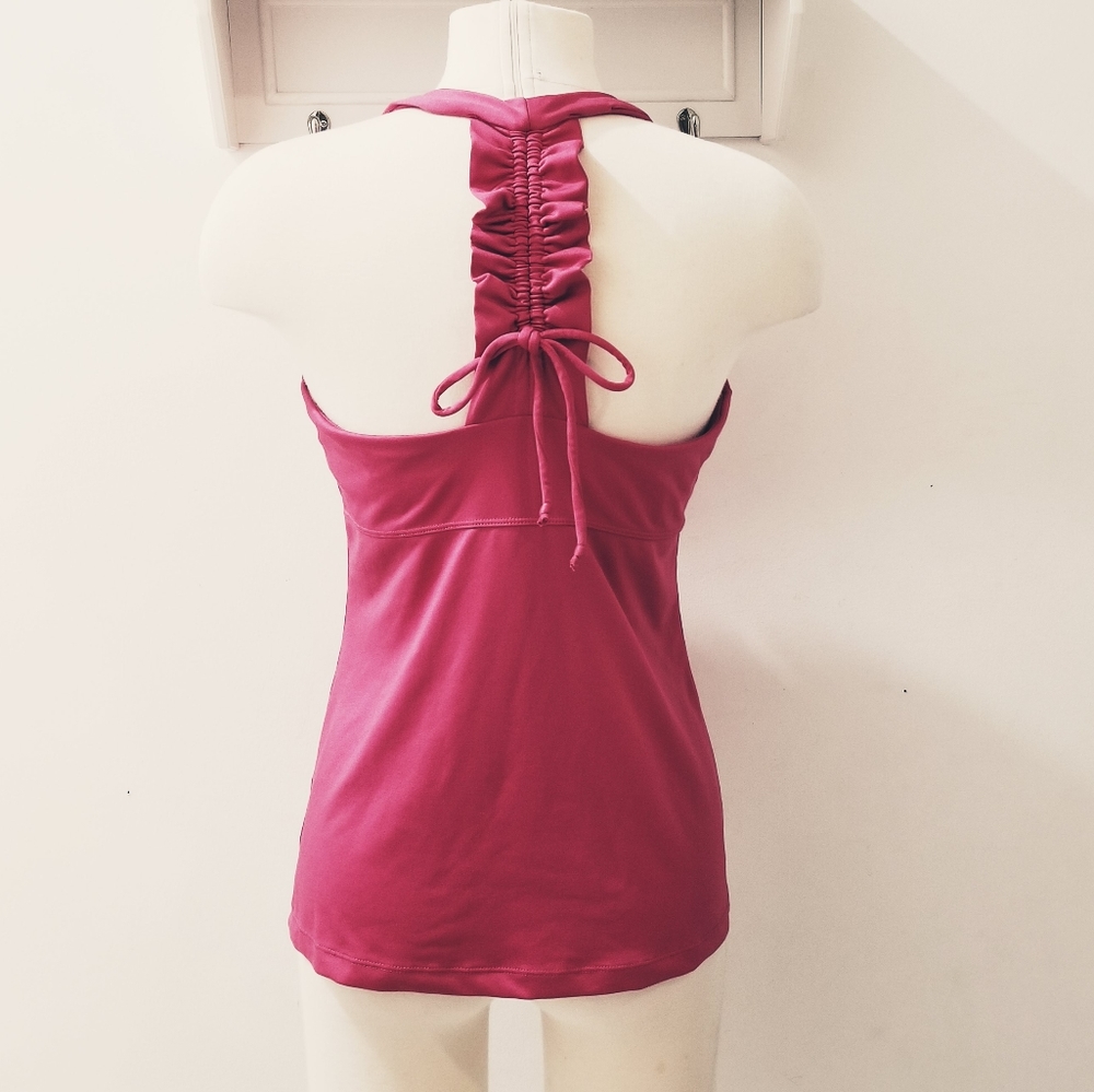 FILA Deep Pink Halter Athletic Tank Top with Ruffled Racerback M - Picture 7 of 7
